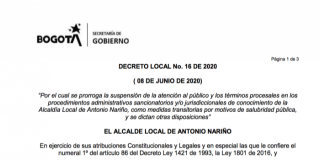 Decreto Local No. 16 de 2020