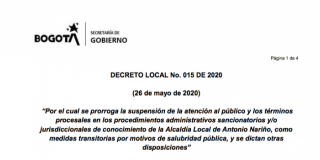 Decreto Local No. 015 de 2020