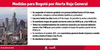 Bogotá entra en alerta roja general y adopta nuevas medidas para contener el tercer pico de COVID-19