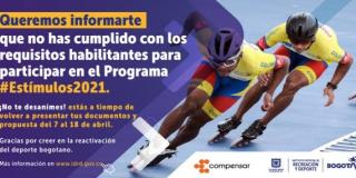 El IDRD y Compensar convocan a la segunda fase de inscripciones para participar en el programa Estímulos 2021