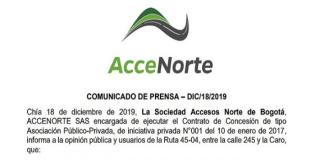 Comunicado de prensa Accenorte SAS