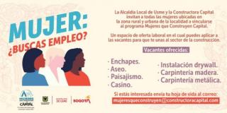 250 vacantes de empleo para mujeres en Usme