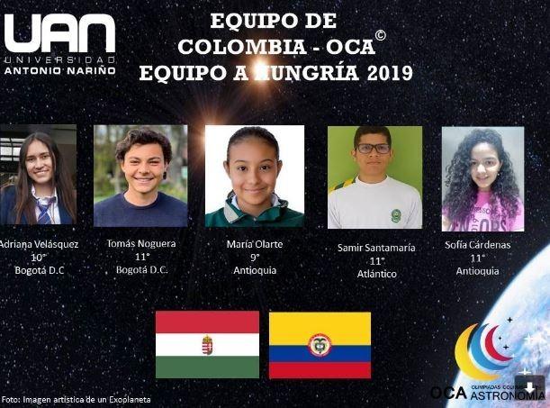 Equipo de estudiantes colombianos en las olimpiadas internacional es de astrofísica