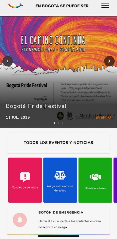 app con la oferta institucional LGBTI