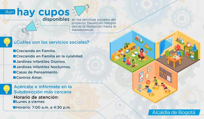 Si hay cupos en los jardines infantiles de la Secretaría de Integración Social