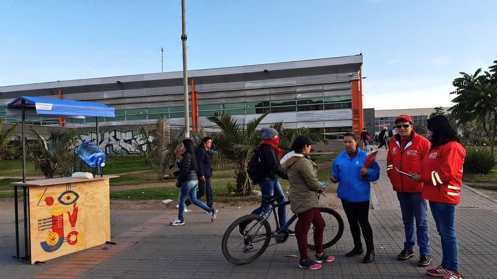 Punto de denuncia en el Portal Américas de Transmilenio 