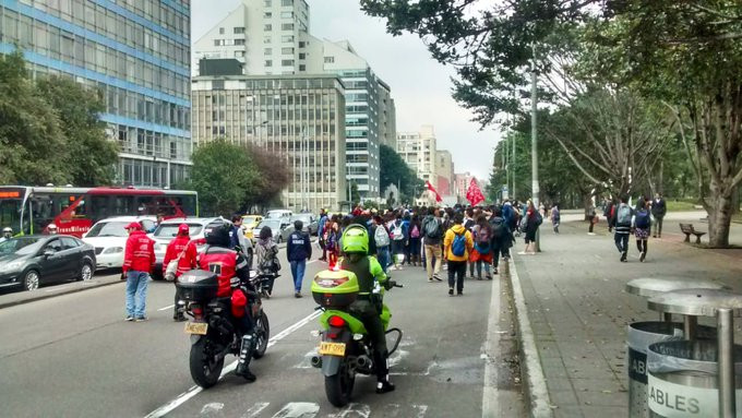 Marcha de estudiantes lunes 21 de octubre en Bogotá