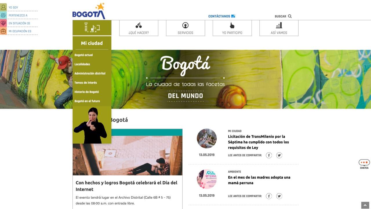 Imagen del nuevo portal de Bogotá