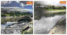 foto que muestra antes y después de la jornada de limpieza en el Canal Juan Amarillo