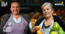 Fotos de Gloria Barrera y Blanca Agudelo comerciantes de Plazas Distritales de Mercado condecoradas en Bogotá.