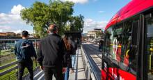 Foto de un bus de TransMilenio en Bogotá.