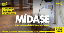 Imagen gráfica con el texto: Mídase desconecte los equipos que no esté utilizando cada aparato encendido nos cuesta a todos