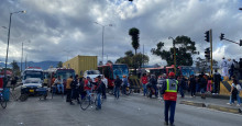 Foto de manifestación en la autopista Sur en Bogotá.