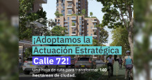 Imagen gráfica que muestra edificios de fondo y el texto: Adoptamos la Actuación Estratégica Calle 72
