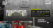 Pieza gráfica de TransMilenio sobre Monumentum 2026 