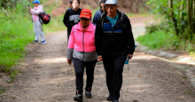 Imagen de varias personas disfrutando de la naturaleza durante una caminata al aire libre.