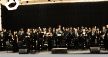 Imagen de los integrantes de la Banda Sinfónica de la Universidad Pedagógica.