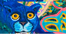 Imagen de una grafica de la cara de un tigre en colores pastel.