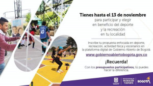 ¡Tus aportes sobre deporte, recreación, actividad física y escenarios pueden cambiar tu localidad!