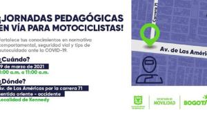 La Secretaría de Movilidad (SDM) invita a todos los habitantes de la localidad de Kennedy a participar en las jornadas pedagógicas para motociclistas. Imagen: Secretaría de Movilidad.