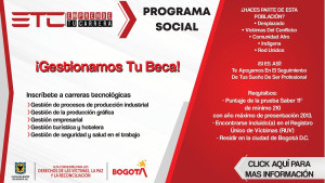 Hasta el 24 de abril regístrate en alguna de las carreras técnica que tenemos para ti y hasta el 20 de julio en alguna de las tecnológicas. Imagen: Alta Consejería para los Derechos de las Víctimas.