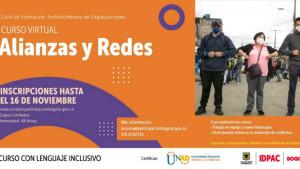 El objetivo del curso es fortalecer las capacidades para el reconocimiento mutuo, trabajo con pares, dialogo multi-actor y la incidencia en asuntos públicos de los ciudadanos y ciudadanas a través de la profundización en las características, funcionamiento, conformación e importancia de las alianzas y redes.