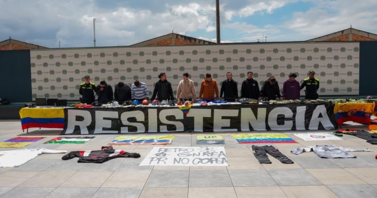 Foto de los 11 capturados señalados de integrar los 'PPP', vinculados a 16 actos violentos en Bogotá.