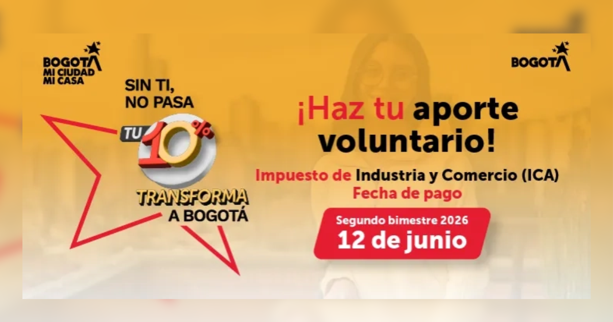Imagen de la pieza gráfica de Hacienda Bogotá que recuerda el pago del ICA