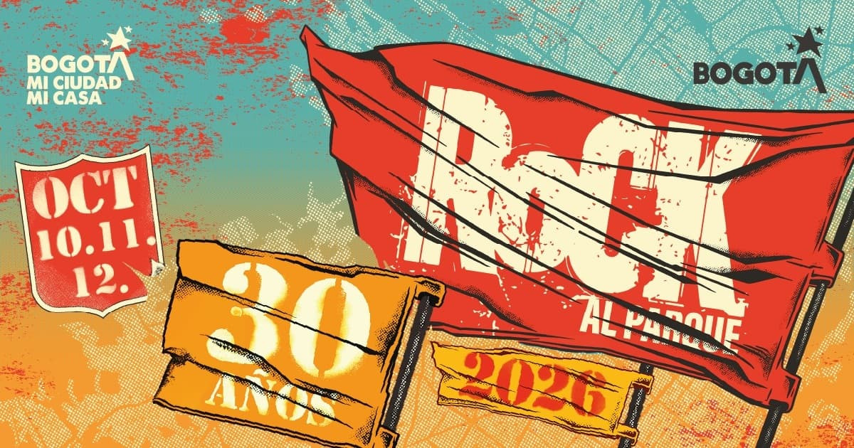 Imagen promocional del Festival Rock al Parque de Bogotá en sus 30 años de historia.
