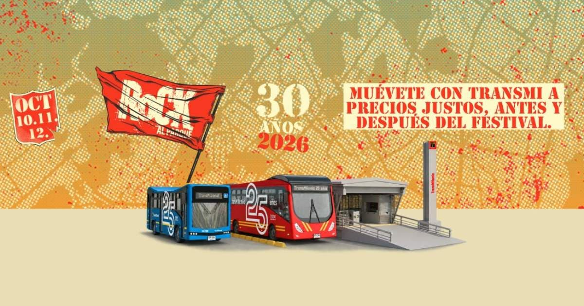 Pieza gráfica de TransMilenio sobre Rock al Parque 2026