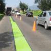Señalización con líneas verdes entre calles 170 y 245 de la Autonorte