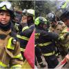Julieth, bombero que apoya las labores de rescate en vía La Calera