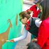 Foto que muestra personas pintando una pared