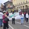 Foto de manifestantes en una vía de Bogotá 