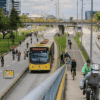 Imagen panorámica de la Ciclovía de Bogotá.