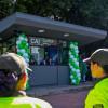 Policías durante la reapertura del CAI de la calle 80 en Engativá.