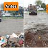 Foto que muestra antes y después de jornada de recolección de residuos en Bogotá