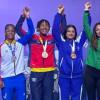 Foto de los medallistas del Equipo Bogotá en podio-