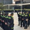 Despliegue de uniformados de la Policía de Bogotá, durante anuncio de presencia de personal en elecciones del 8 de marzo.