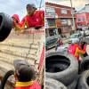 Fotos de la jornada de 'Llantatón' que permitió el retiro de 384 llantas en el centro de Bogotá.