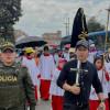 Policía acompañando procesión en Bogotá.
