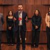 Foto de la rueda de prensa con presencia del alcalde Carlos Fernando Galán e integrantes de su gabinete.