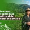 Foto de campesinos con imagen de la convocatoria de la Unidad Local de Desarrollo Rural de Santa Fe en Bogotá.