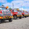 Foto de las nuevas máquinas extintoras entregadas al Cuerpo Oficial de Bomberos de Bogotá.