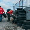 Foto de funcionarios del Distrito en operativo de limpieza