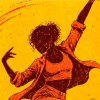 Imagen en un fondo color naranja de una mujer bailando.