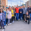 Foto del alcalde Carlos Fernando Galán con habitantes de Usaquén, durante la habilitación total de la avenida Laureano Gómez o carrera Novena.