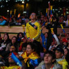 Foto de hinchas de las Selección Colombia en uno de los parques en Bogotá.