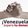 Dos manos unidas y un texto que dice Venezuel espera tu donación