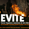 Pieza preventiva muestra brigadistas combatiendo incendio forestal y mensaje: “El fenómeno de El Niño ya está aquí. Evite hacer fogatas y quemas al aire libre.”